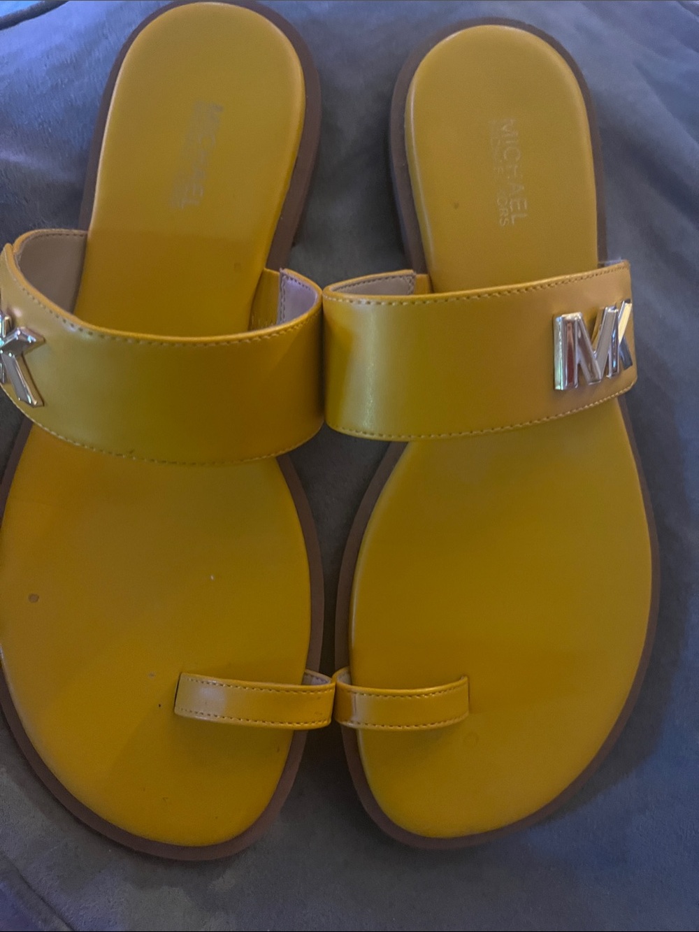 Michael Kors Yellow/Orange Toe-Ring Slide Sandals
